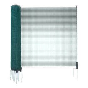 Temporary Fence with Posts, 3.9 x 49.2 FT Plastic Mesh Fencing, Garden Safety Fences Netting with Double-Spike Stakes & Guy Ropes