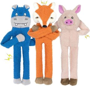 3 Pack No Stuffing Crinkle Squeaky Interactive Plush Dog Toys for Aggressive Chewers to Keep Puppy Busy for Boredom Small & Medium Breeds Furry F