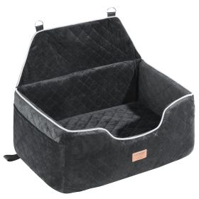 Dog Car Seat, Dog Booster Seat for Car with A Storage Pocket, Pet Car Seat with Clip-On Safety Leash, Sponge Filling (Placement & Appearance: Rear Row & Cuboid, Max Load Capacity: Under 55 lbs)
